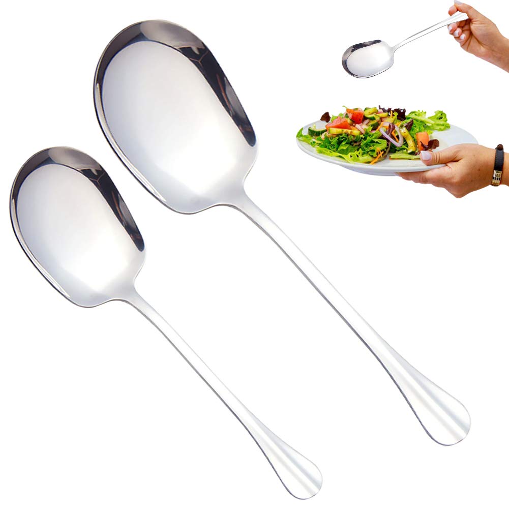HUYIWEI 2 x Stainless Steel Serving Spoons with Long Handles, Soup Spoon, Kitchen Utensils for Hotel Restaurants
