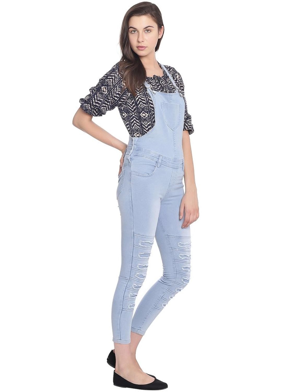 broadstar women denim light blue dungarees