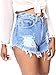 Generic Womens Hole Irregular High Waisted Denim Shorts