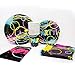 Glow Deluxe Party Supplies Pack (123 Pieces for 16 Guests) - Neon 80s Party Supplies, Glow in the Dark Party Supplies, 80's Party Decorations, Plates and Napkins, Neon Glow Party, Blue Orchards