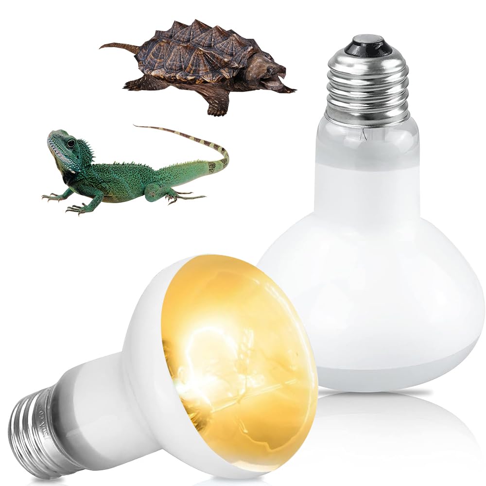 YANGUN Reptile Heat Lamp 100W, 2 Pack E27 Heat Bulb for Reptiles, Daylight Basking Spot Bulbs, Tortoise Heat Lamp Bulbs, Reptile HeatingBulb for Tortoise, Amphibian, Chicks, Puppies,Lizard,Snakes (A)