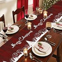 WIHVE Merry Christmas Table Runner 13 x 70 Inch, Christmas Tree Tablerunner Double Sided Winter Snowflake Flowers Red Table Runner for Xmas Dining Table Topper Decorations