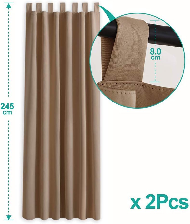 PONY DANCE Modern Living Room Curtains - 2 Pieces, H 245 x W 140 cm, Blackout, Children's Room, Balcony, Mocha - Image 4