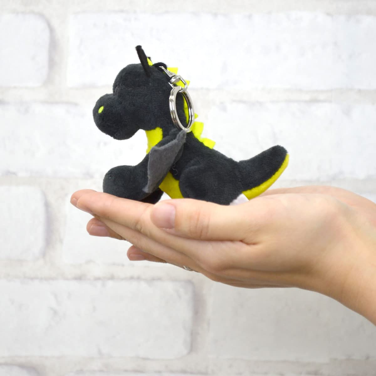 NICI 47992 Schlüsselanhänger Drache Dragor schwarz-gelb 9cm stehend Dragonia, Grau 7