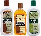 Ultimate Organics Moisturizing Body Lotion 3pcs Set (Olive oil and Cocoa/Shea Butter lotion with Cocobutter Body Gloss) Plus 1 Free of Apple EYE Pencil Color: Grey