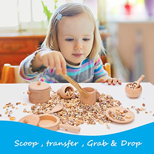 Wooden Sensory Bin Tools For Toddlers - Montessori Fine Motor Skills Development Set