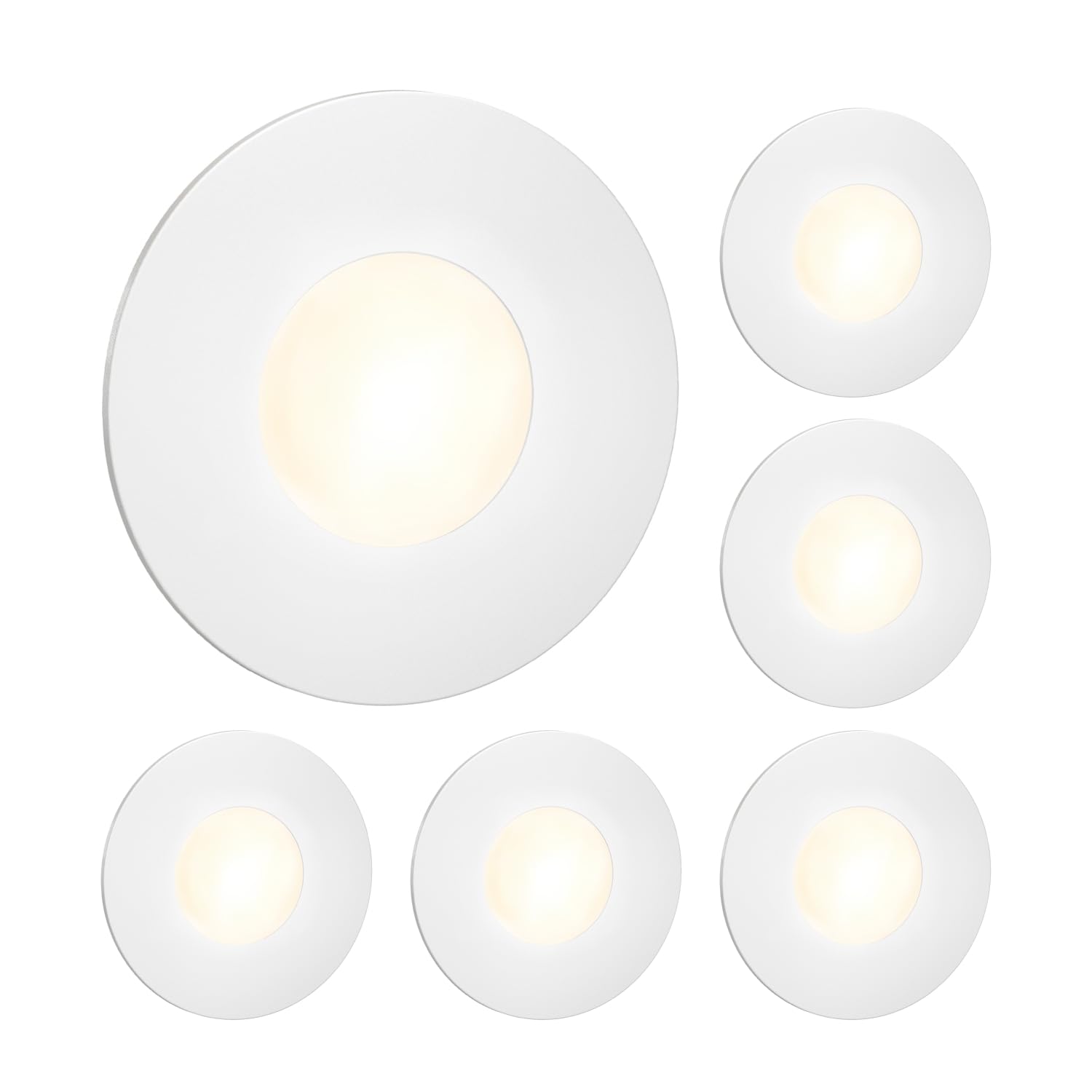 ledscom.de 6 LED Staircase Light/recessed wall Light FEX for Indoor and Outdoor use, Round, 85mm Ø, Warm White