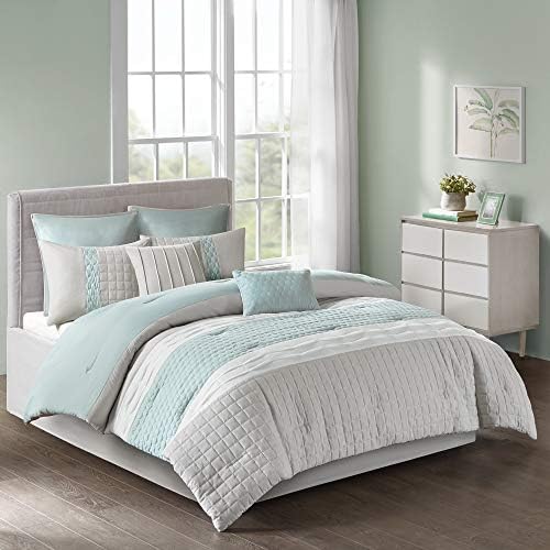 510 Design Tinsley 8 Piece Comforter Set, Cal King, Seafoamgrey