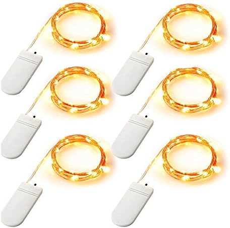 MingYu 6 PCS Fairy String Lights Battery Operated 7.2ft(2.2M) 20 Leds Firefly Micro String Lights Copper Wire for Christmas Tree, Bedroom, Patio, Holiday, Wedding, and Party ( Copper Wire )