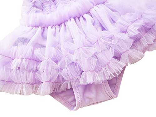 Taiycyxgan Girls Princess Lace Layer Swimsuit TuTu Dress One-Pieces Swimwear Tankini,Purple,XX-Large / 6-7 Years - Thumbnail 3