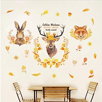 60x90cm Creative Animal Avatar Rabbit Deer Fox Wall Stickers