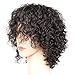 Goldfinch Short Curly Human Hair Wigs with Bangs Kinky Curly Short Wigs for Black Women Machine Made Human Hair Wigs Black Color 8 inches + Wig Cap