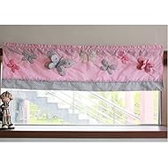 Cotton Butterfly Nursery Room Window Valance 3D Embroidery Butterfly Baby Room Curtain 1 PC 54 x 15 inches (Pink Butterfly Window Valance)