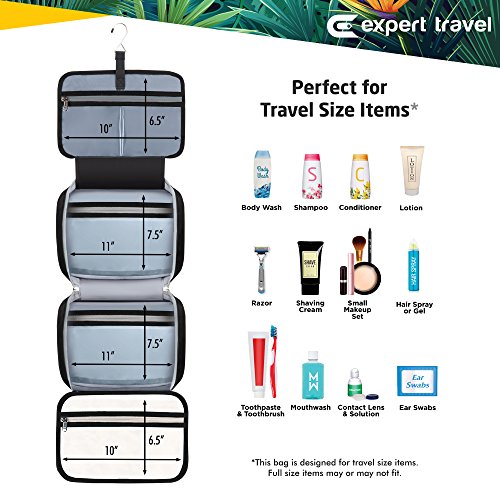 Hanging Travel Toiletry Bag for Men and Women | Makeup Bag | Cosmetic Bag | Bathroom and Shower Organizer Kit | Leak Proof | 2 Sizes - Large (34"x11") & XL Family Size (42"x13") 5 Hanging Travel Toiletry Bag for Men and Women | Makeup Bag | Cosmetic Bag | Bathroom and Shower Organizer Kit | Leak Proof | 2 Sizes - Large (34"x11") & XL Family Size (42"x13")