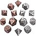 Jovitec 14 Pieces Metal Solid Zinc Alloy Game D&D Dices Set Durable Polyhedral Dice with Printed Numbers and Velvet Storage Bags for Game, Dungeons and Dragons, RPG, Math Teaching (A)