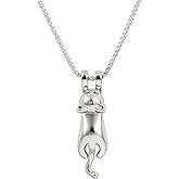 Yaletis 925 Sterling Silver Cat Necklace for Women Cat Pendant Necklace Cute Jewelry Fashion Accessories Kitten Themed Gifts for Mom Wife Sister Best Friend