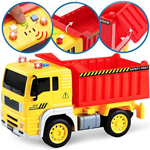 Friction Powered Push and Go Truck Toy - Action City Vehicle Play Set Police Car, Garbage Truck, Construction & Emergency Helicopter Toys for Kids, Boys Ages 2 3 4 5 + Push & Pull w/ Lights & Sounds - Thumbnail 3