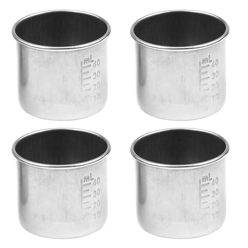 Photo 1 of DECHOUS 4Pcs Stainless Steel Graduated Medicine Cups 1.35oz(40ml) Portable Reusable Measuring Cups for Pills and Liquid Medication