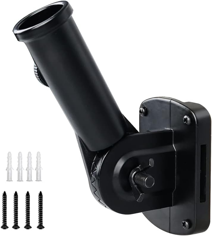 Flagpole Hardware - ESTTOP Flag Pole Holder Bracket, Multi-Position Mounting Bracket with Hardwares for Outside, Premium Aluminum Alloy Water Resistant Rust Free Flagpole Holder for House(Black)