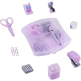 Yizocenguo Mini Office Supply Kits Small Stapler for Student Office Purple | Includes Mini Stapler,Scissors, Staple Remover, Staples, Tape Dispenser for Gift (Purple)