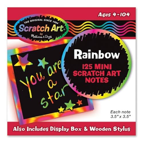 Melissa & Doug Scratch Art Rainbow Mini Notes (125 ct) With Wooden Stylus Toys & Games, Arts & Crafts, Craft Kits, Scratch Art
