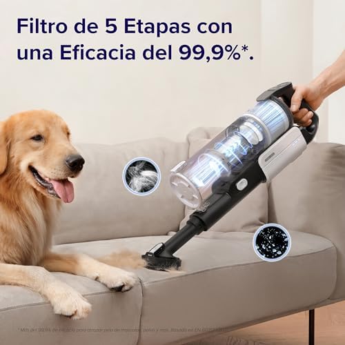 Aspirador de pó sem fio levoit, anti-emaranhado, aspirador de vassoura máx. 50min, aspirador de pó sem fio 4 em 1 com bateria removível, filtragem de 99,9%, aspirador de pó para animais de estimação/tapetes/carros/pisos duros