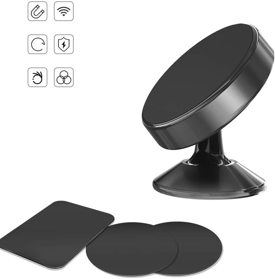 HSDOHGY Magnetic Car Phone Holder, Universal Magnetic Dashboard Car Mount 360 Degree Rotatable with Super Strong Magnet for iPhone Xs Max XR 8 7 Samsung Galaxy Huawei and More