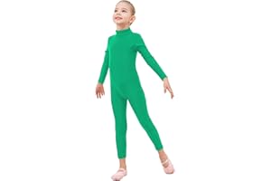 Genfirdom Girls Unitards Long Sleeve Full Body Leotard Kids Turtleneck Bodysuit for Dance Costume Gymnastics 3-12 Years
