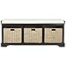 SAFAVIEH Black American Homes Collection Lonan Grey and White Wicker Storage Bench, 0