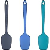 U-Taste Silicone Spoon Spatula Set, 600ºF High Heat Resistant Food Grade Flexible Rubber Scraper, Cooking Mixing Baking Kitchen Utensils Set of 3 (Multicolors)