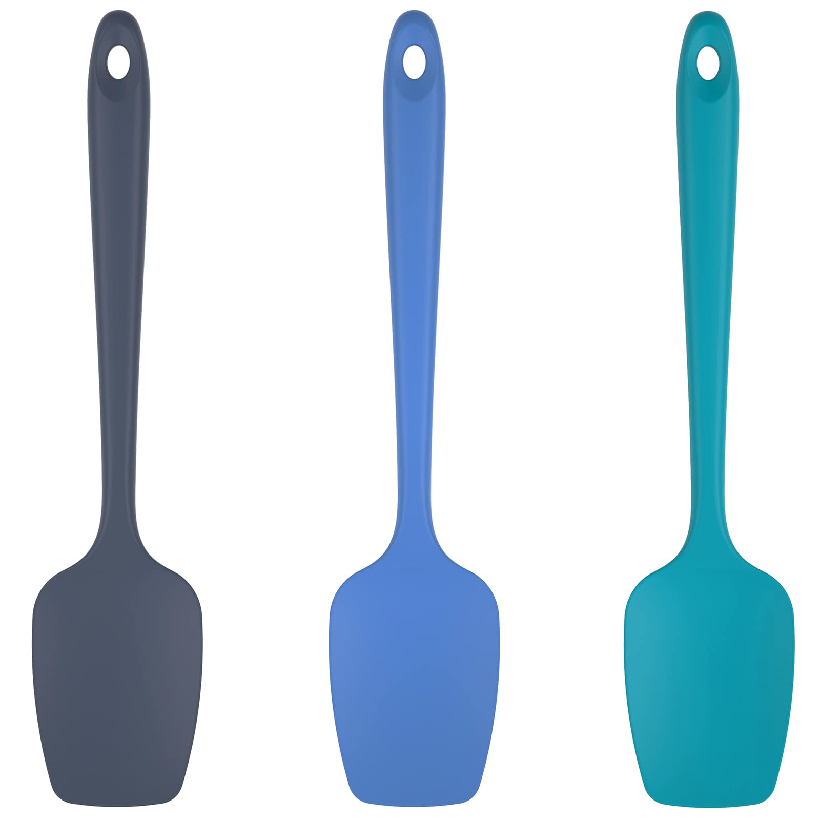 U-Taste Silicone Spoon Spatula Set of 3: 315 ℃ Heat-Resistant Food Grade Flexible Rubber Scraper, Cooking Baking Scraping Mixing Kitchen Utensils for Non Stick Pan/Wok (Multicolors)