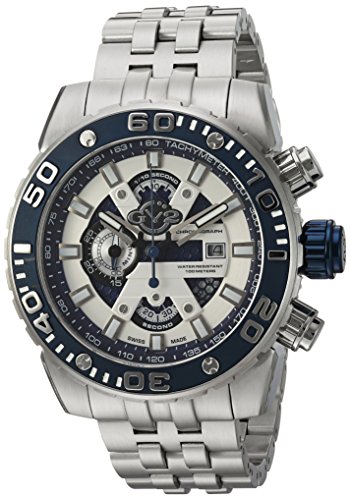 GV2 by Gevril Polpo Mens Chronograph Swiss Quartz Stainless Steel Bracelet Watch, (Model: 1400B)