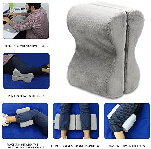 Multi-use Memory Foam Leg Pillow - Orthopedic Knee Pillow for Comfort, Sciatic nerve Pain Relief Foldable Pillow For Knee, Leg, Back, Hip pain and spine alignment with removable and washable cover