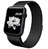 top4cus Double Electroplating Milanese Loop Stainless Steel Replacement iWatch Band with Magnetic Closure Clasp for Apple Watch (Milanese black, 38mm Regular Length)