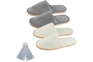 BoxSkivra 2-6 Pairs Spa Slippers, Indoor Slippers, Disposable Slippers for Guests, Washable & Non Slip Reusable House Slippers for Women Men Bedroom, Hotel, Travel,Wedding (Thick Soft)
