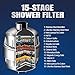 15-Stage Shower Filter with Replaceable Cartridge - Remove Chlorine, Heavy Metals, Softens Hard Water, Multi-stage Filtration, Tffectively Shield Impurities