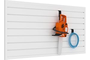 BRITINE Slatwall Panel Garage Organizer PVC Slatwall Heavy Duty Wall Mounted Rack, Interlocking Slat Wall Panels for Tool Organization Peg Board(White 4 x 2 ft)
