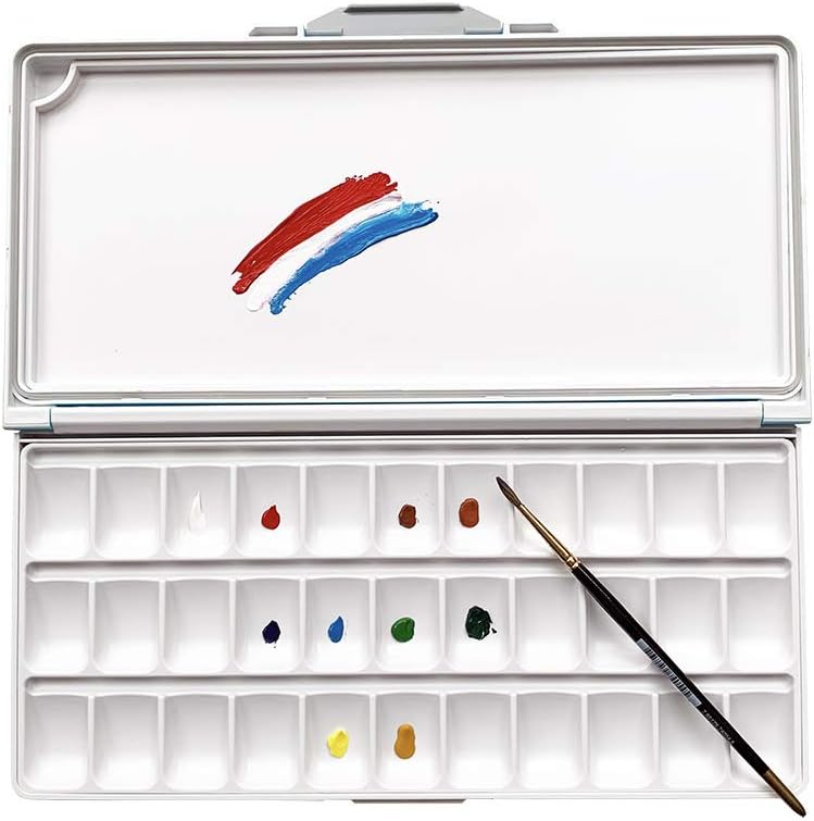 Amazon Com 33 Wells Watercolor Paint Palette Premium Moisturizing Foldable Travel Portable Folding Paint Palette Box Black 33 Wells