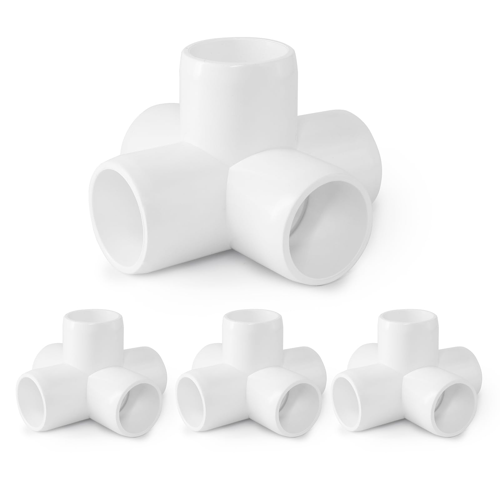 Photo 1 of 5 Way Pvc  Fittings 3/4 Inch, Zernmiarder White PVC Elbow Corner Side Outlet Tee Fitting, SCH40 Furniture Grade Pipe Connectors - Fits 3/4" Polyvinyl Chloride Pipes, 4 Pieces