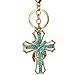 Bolbove Blessed & Holy Cross Keychain Keyring Crystal Rhinestones Purse Pendant Handbag Charm (Blue)