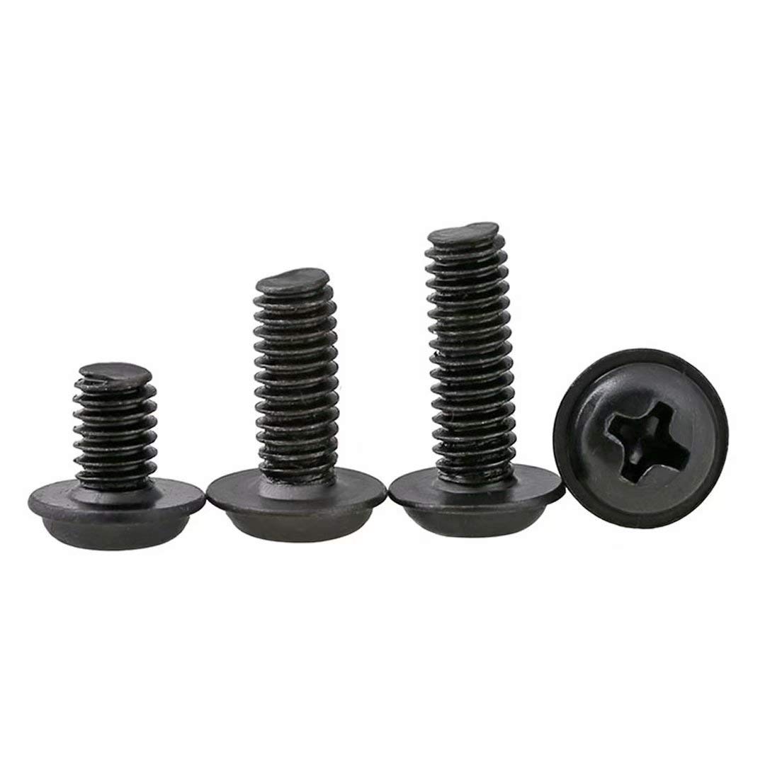 XIZONLIN Electronic Repair Screws Flanged Pan Head Black Galvanised Small Bolts Self-Tapping Screws Multi-Purpose DIY Screws, M4*16mm,100 pcs