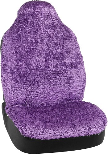 Bell Automotive 22-1-56869-9 Universal Shiny Shaggy Bucket Seat Cover, Purple