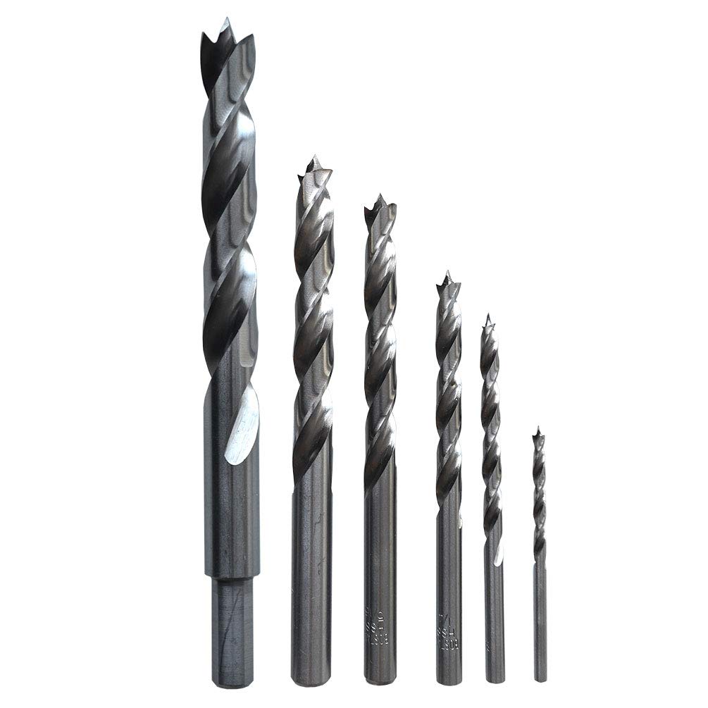 BOSTAL Brad Point Drill Bit Set 6PCS 1/8 3/16 1/4 5/16 3/8 1/2 WOOD DRILLS