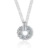 JOLINO Moissanite Pendant Necklace for Women,Moissanite Inspired Christmas Wreath,925 Sterling Silver Plated with Platinum,Gift for Wife,Girlfriend,Mother,or Best Friend on Christmas,Birthdays,Anniversaries,or Graduations