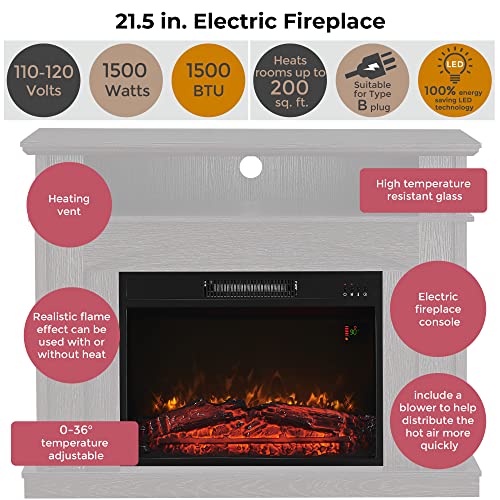 GOOD & GRACIOUS Electric Fireplace with Mantel Wooden Surround Indoor Freestanding Entertainment