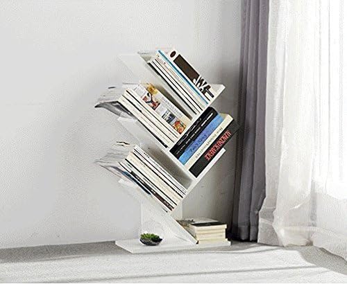Raumeyun Wooden Book Shelf with Tree Shape Bookcase Desktop Bookshelf,Display Storage Rack for CDs & Books Easy to be Assembled,Using E1 Class High Density Fiberboard (White-5)