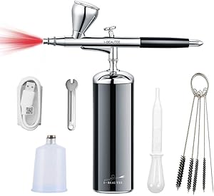 I-BEAUTEE 27PSI Airbrush Kit, Rechargeable Cordless Airbrush Compressor, Dual Action Handheld Airbrush Gun, Mini Airbrush Set Portable Wireless Air Brush for Barber, Nail Art, Makeup, Model Painting