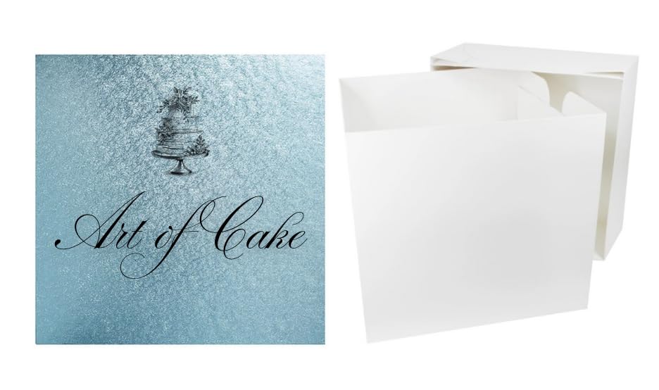 Round Coloured Drum Cake Board and White Transporting Box (12 Inch, Light Blue)