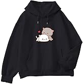 Women Kawaii Cartoon Cute Cat Graphic Casual Cotton Pullover Hoodies Sweatshirt