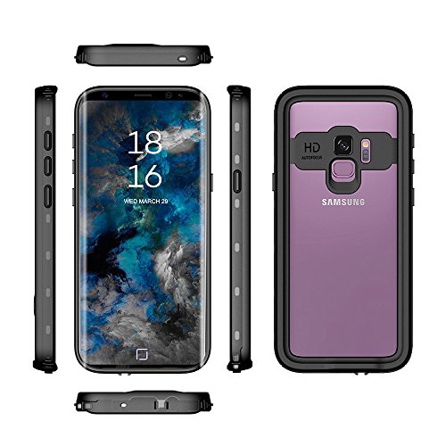 Hayder Galaxy S9 Case Waterproof Shockproof Snowproof Dustproof Clear Rugged Case with Built-in Screen Protector for Samsung Galaxy S9 (Black)